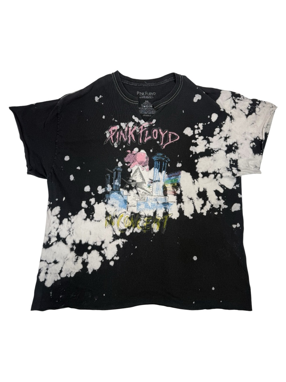 Pink Floyd Black Tie-Dye Graphic Kids Tee with Pink Logo